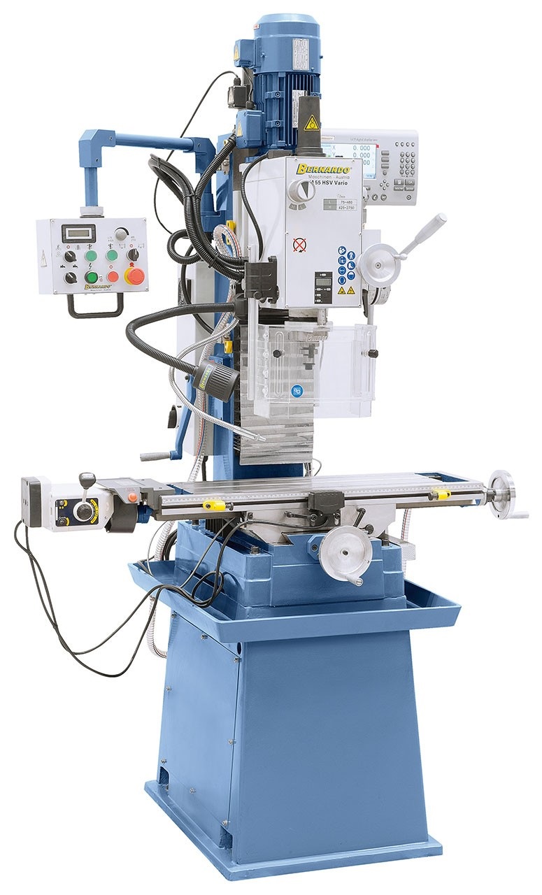 Bohr- und Fräsmaschine FM 55 HSV Vario inkl. 3-Achs-Digitalanzeige i200 und Vorschub f. x-Achse