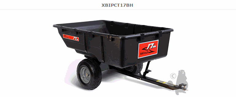 Brinly PCT 17BH Anhänger mit stabiler Kunststoffwanne für Rasentraktor, Quad 385 kg